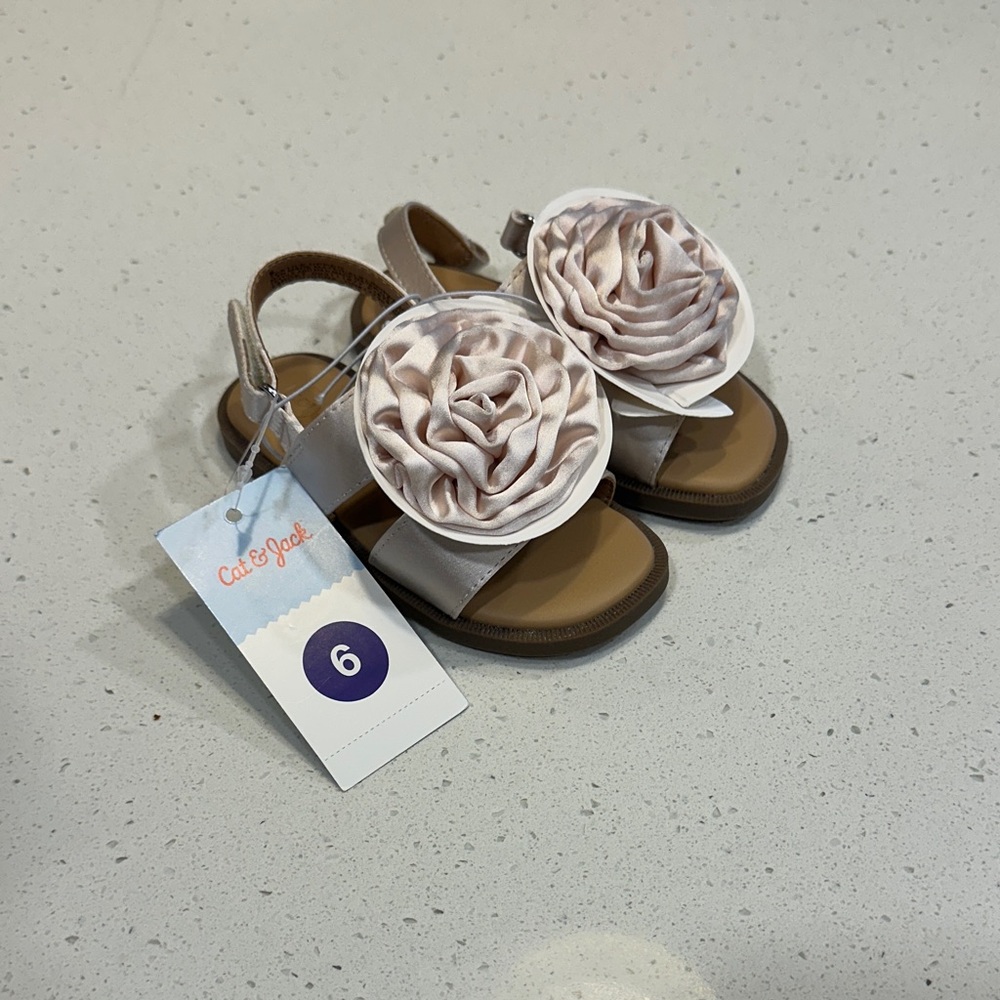 Cat & Jack Kids' Cream Sandals with Rosette Accent